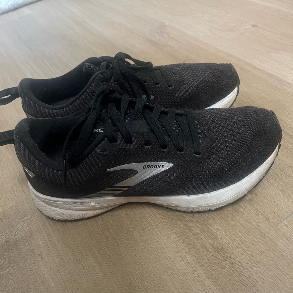 Brooks Black and White Knit Running Shoes